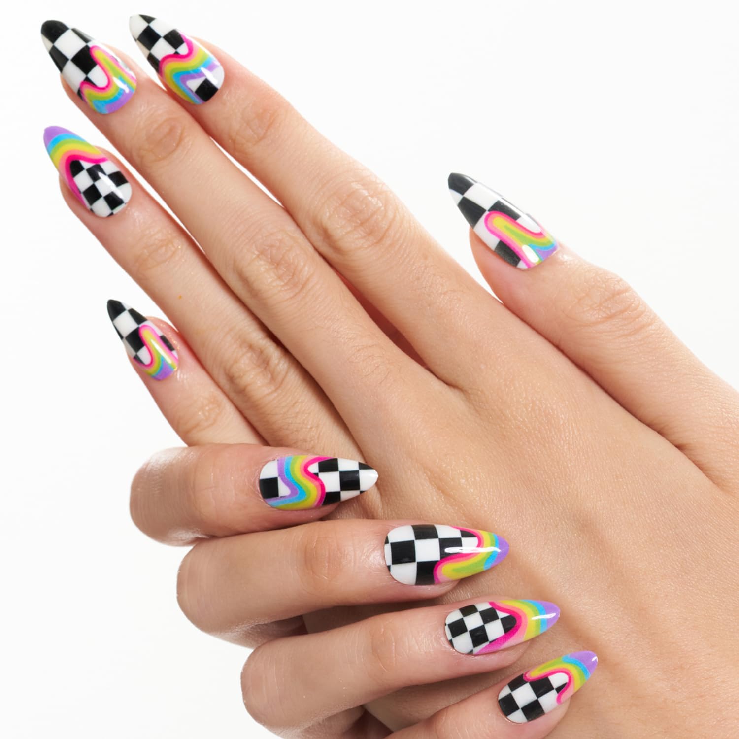 Glamermaid Checkerboard-detail Nails for bold pattern and stylish flair
