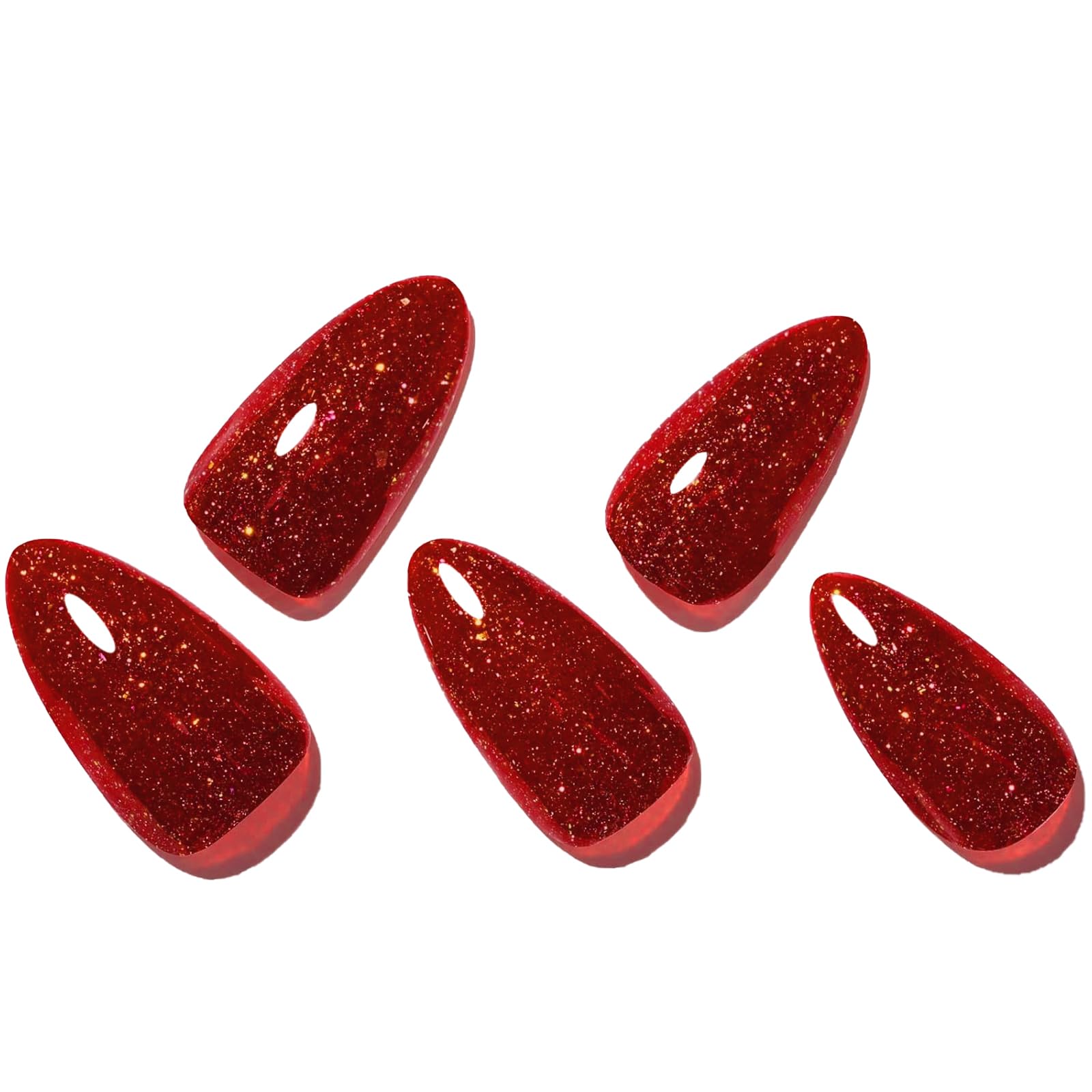 GLAMERMAID nails on hands show glossy red finish and durable tips.