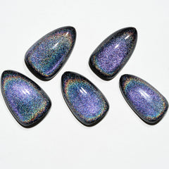 Glamermaid Laser Rainbow Handmade Gel nails show shimmering color shifts for standout style