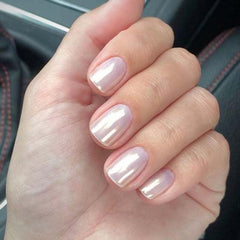 Glamermaid Mirror powder square nails with bold glossy square shape
