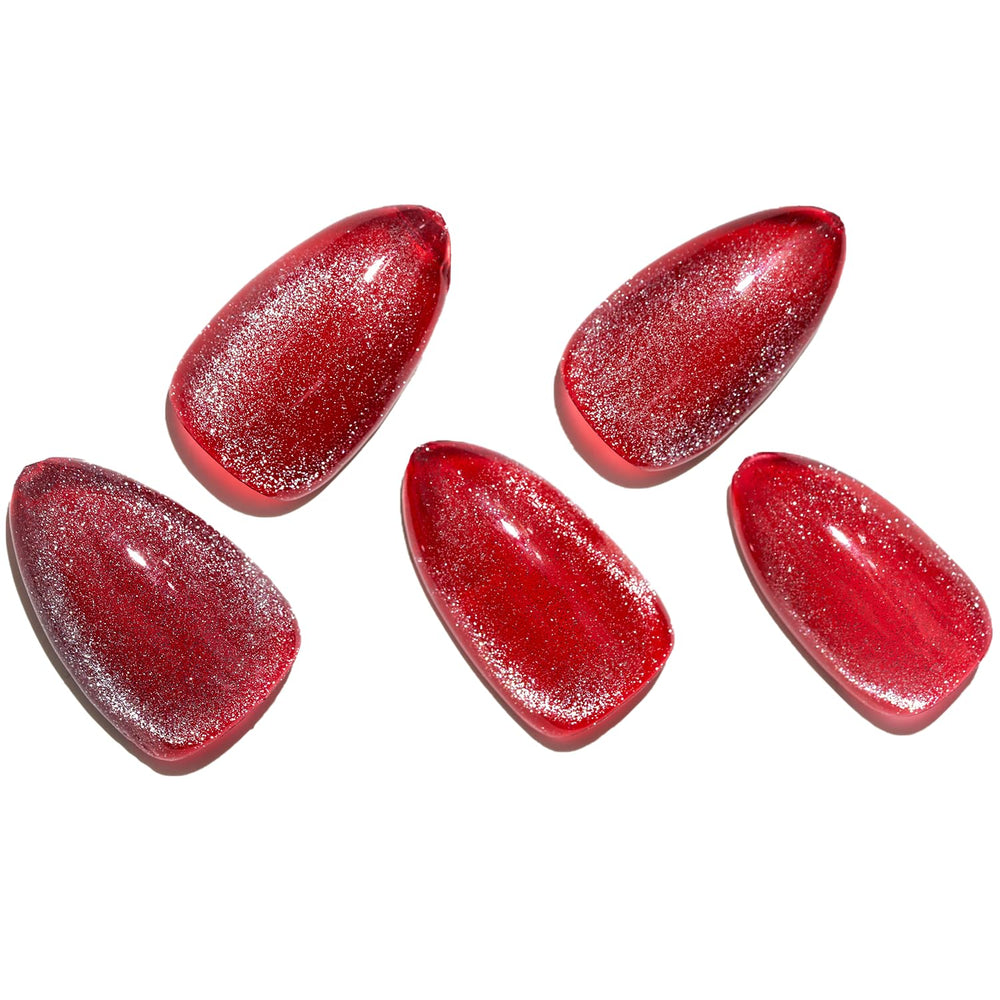 GLAMERMAID ombre rouge glitter nails for a statement shimmer at events.