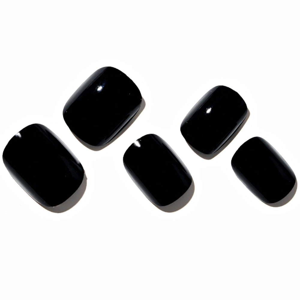 GLAMERMAID pure black gel finish nails with UV shine for durable wear