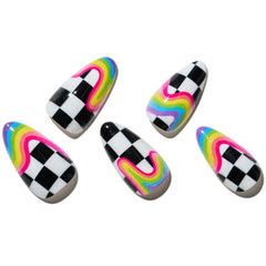 Glamermaid Rainbow Press-On Nails in medium almond shape for rapid salon-style manicures at home