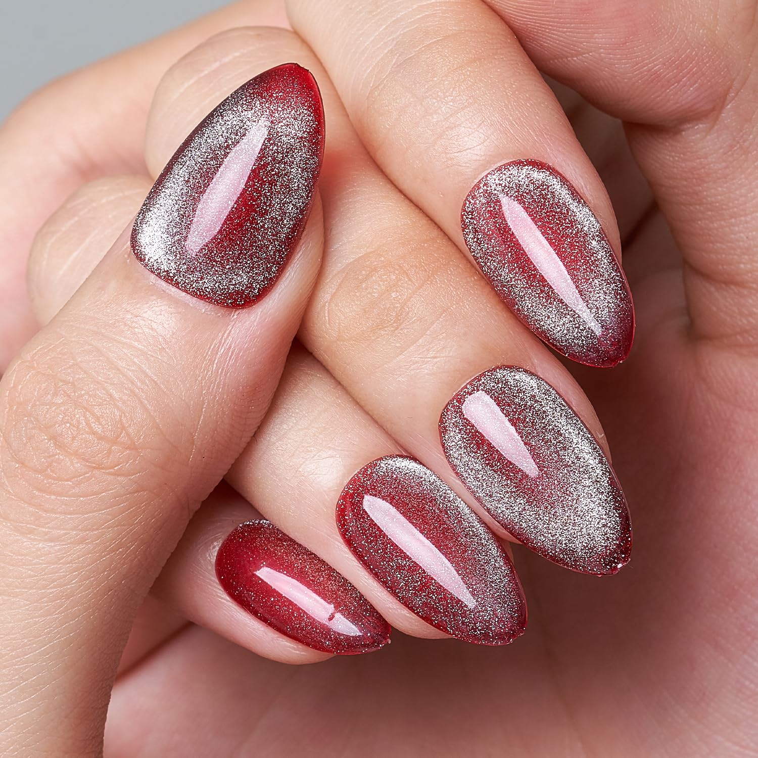 GLAMERMAID scarlet medium oval nails for versatile everyday wear.