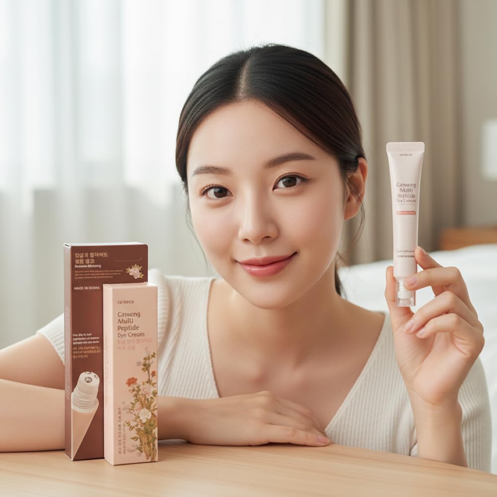 Glamfox eye cream in use demonstrates precise roller application reducing puffiness.