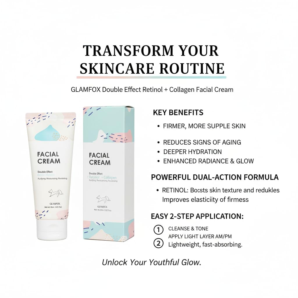 Glamfox facial cream packaging signaling premium anti-aging care