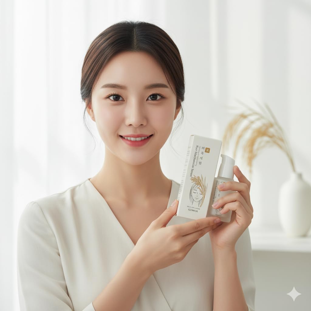 Glamfox Rice Niacinamide Serum dropper enables precise application and quick absorption.
