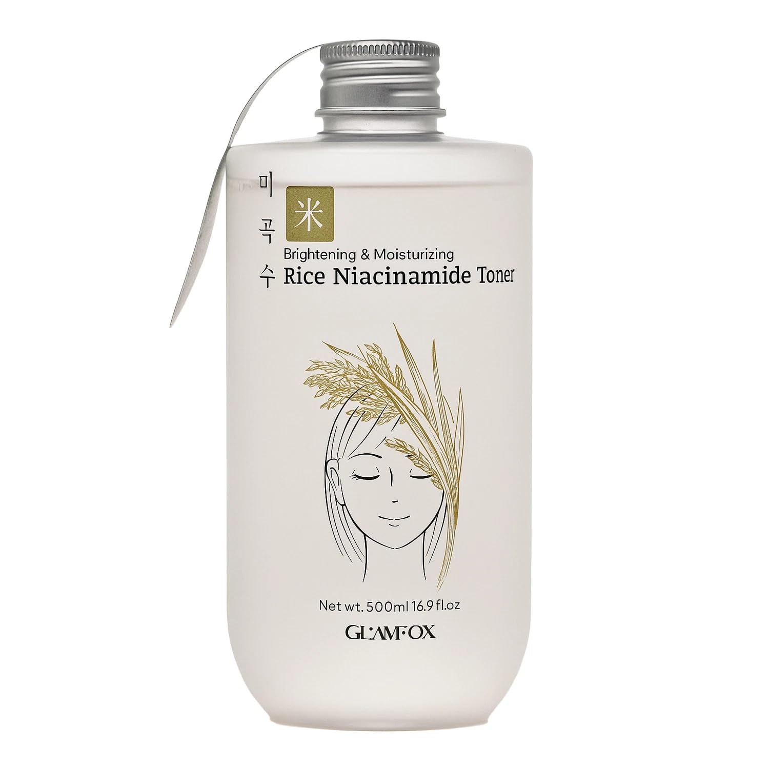 Glamfox Rice Niacinamide Toner bottle front for brightening hydration