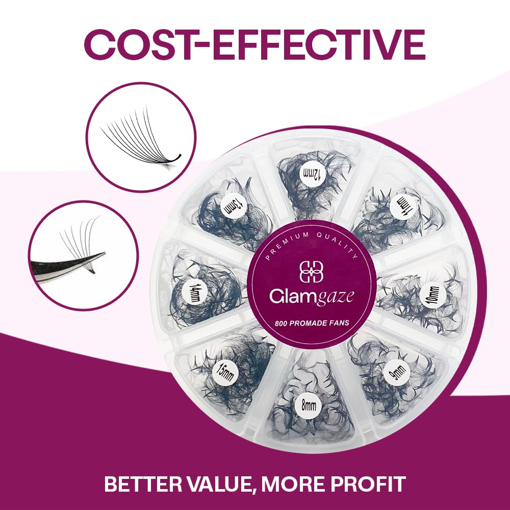 Glamgaze 0.07mm thickness premade fans with strong base and durable bond.