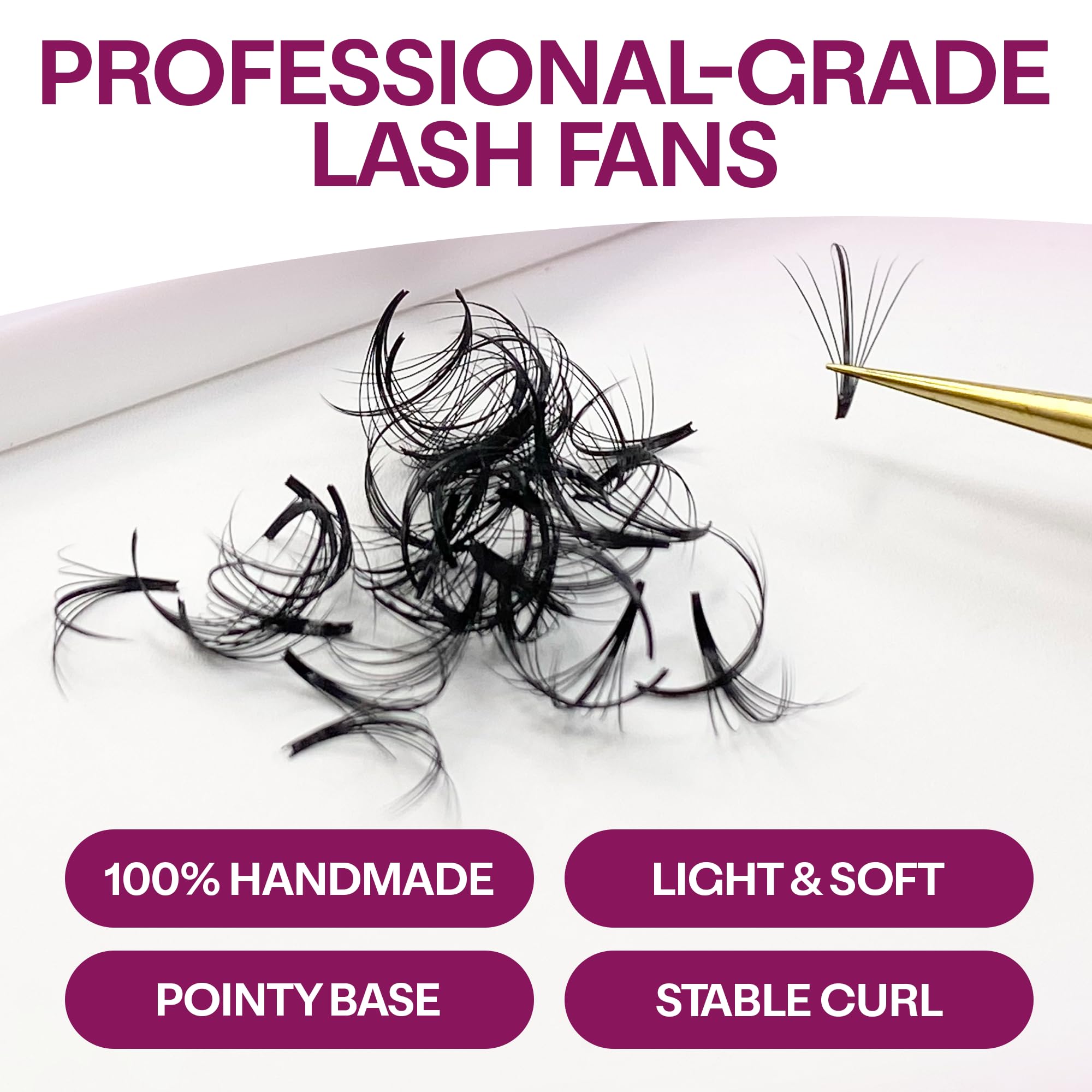GlamGaze 500 premade fans base pointy connection aids seamless lash bonding