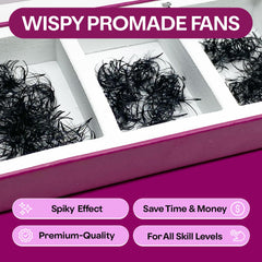 Glamgaze wispy promade fans three lengths enable versatile lash designs.