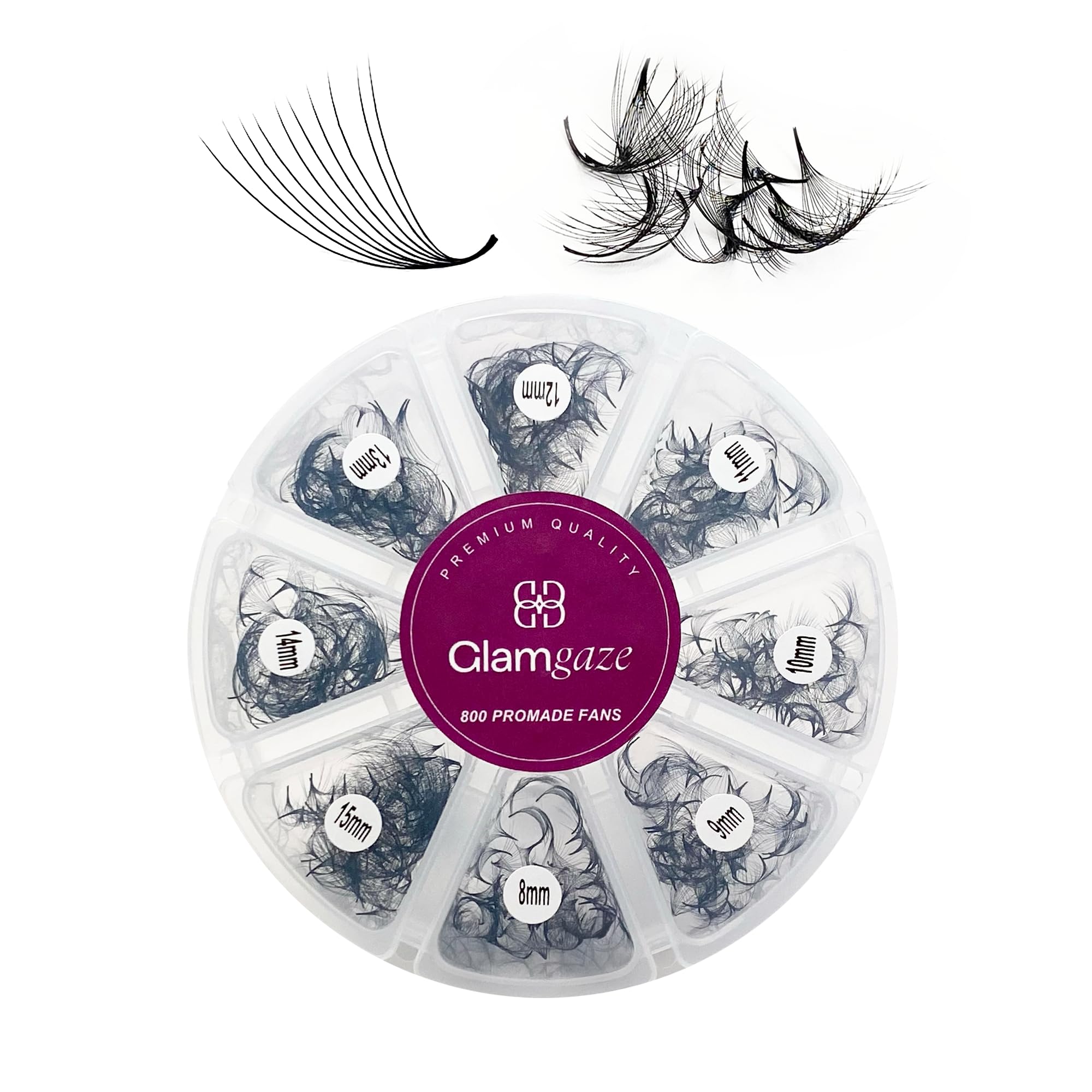 Glamgaze 800 premade fans in 8-15mm for fuller, lightweight volume.