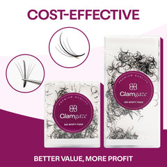 Glamgaze lash extensions 0.07 mm premade fans enable precise, tidy application.