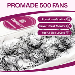 Glamgaze premade fans soft-light design enhances application comfort