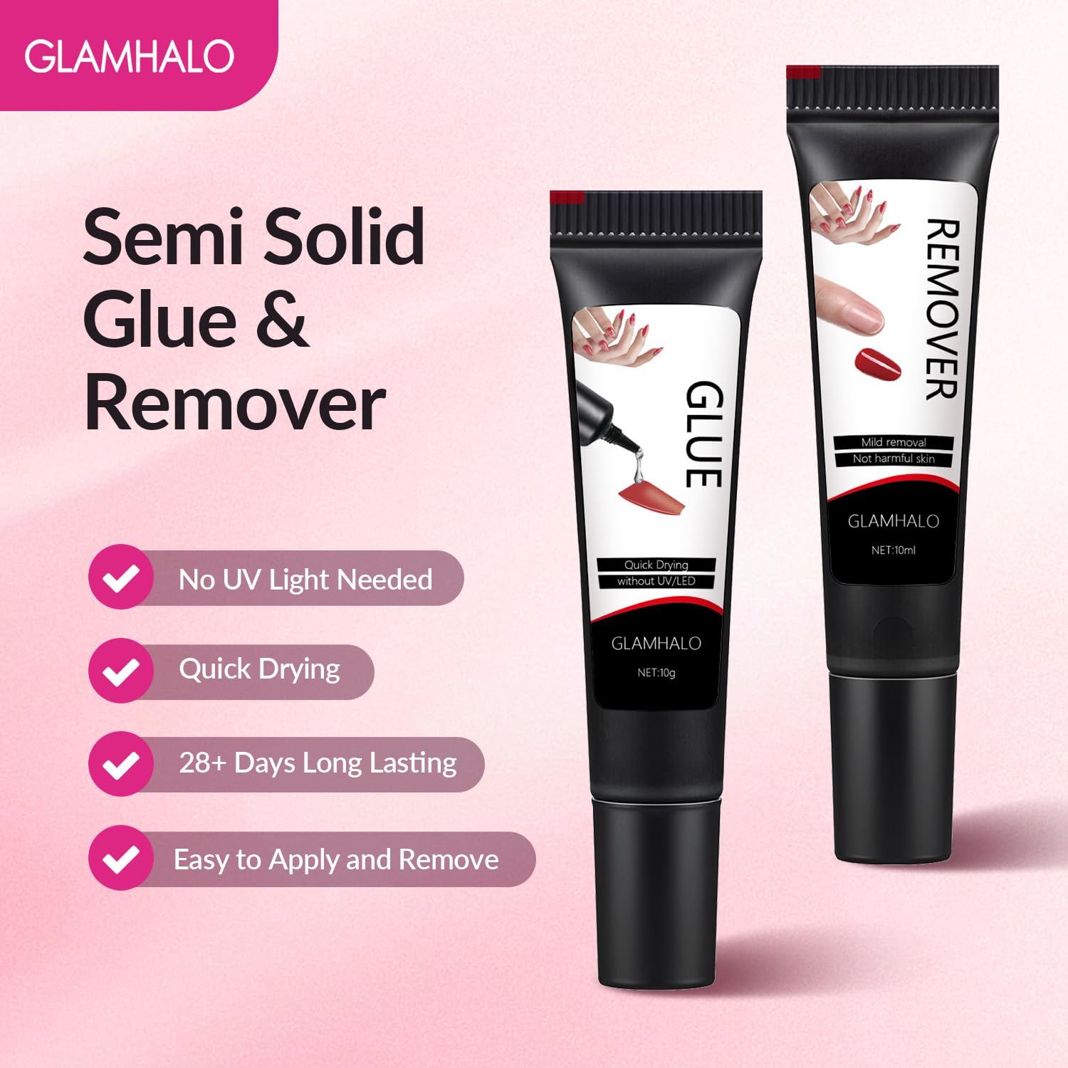 Glamhalo remover with precision dropper for safe, easy removal.