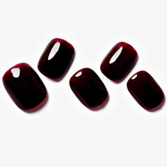 GLAMERMAID wine red nails close-up showing durable fingertip