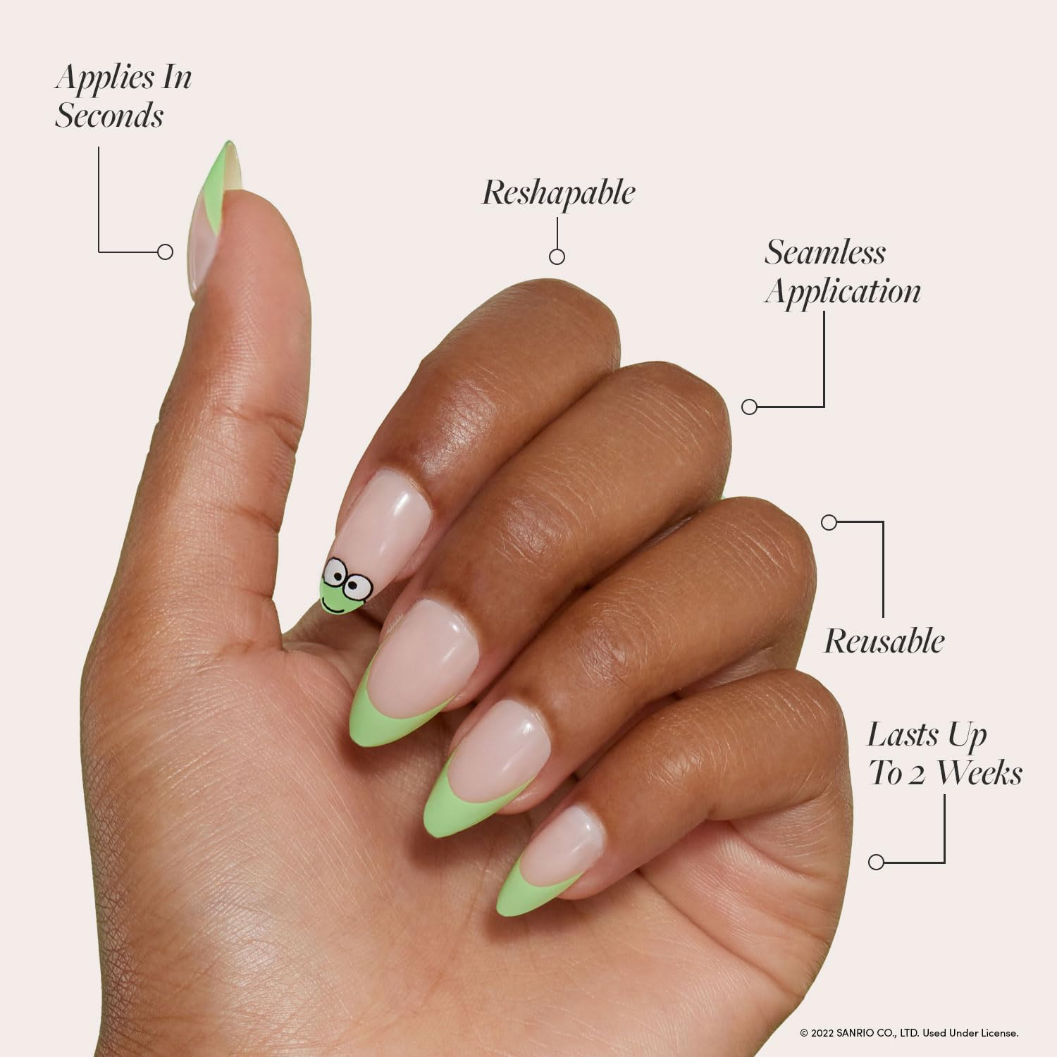 Glamnetic glossy green finish press-on nails for quick home glamour.