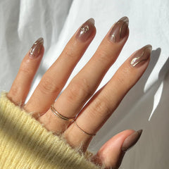 Glamnetic Golden Cup nails in packaging box, ready for easy at-home application.