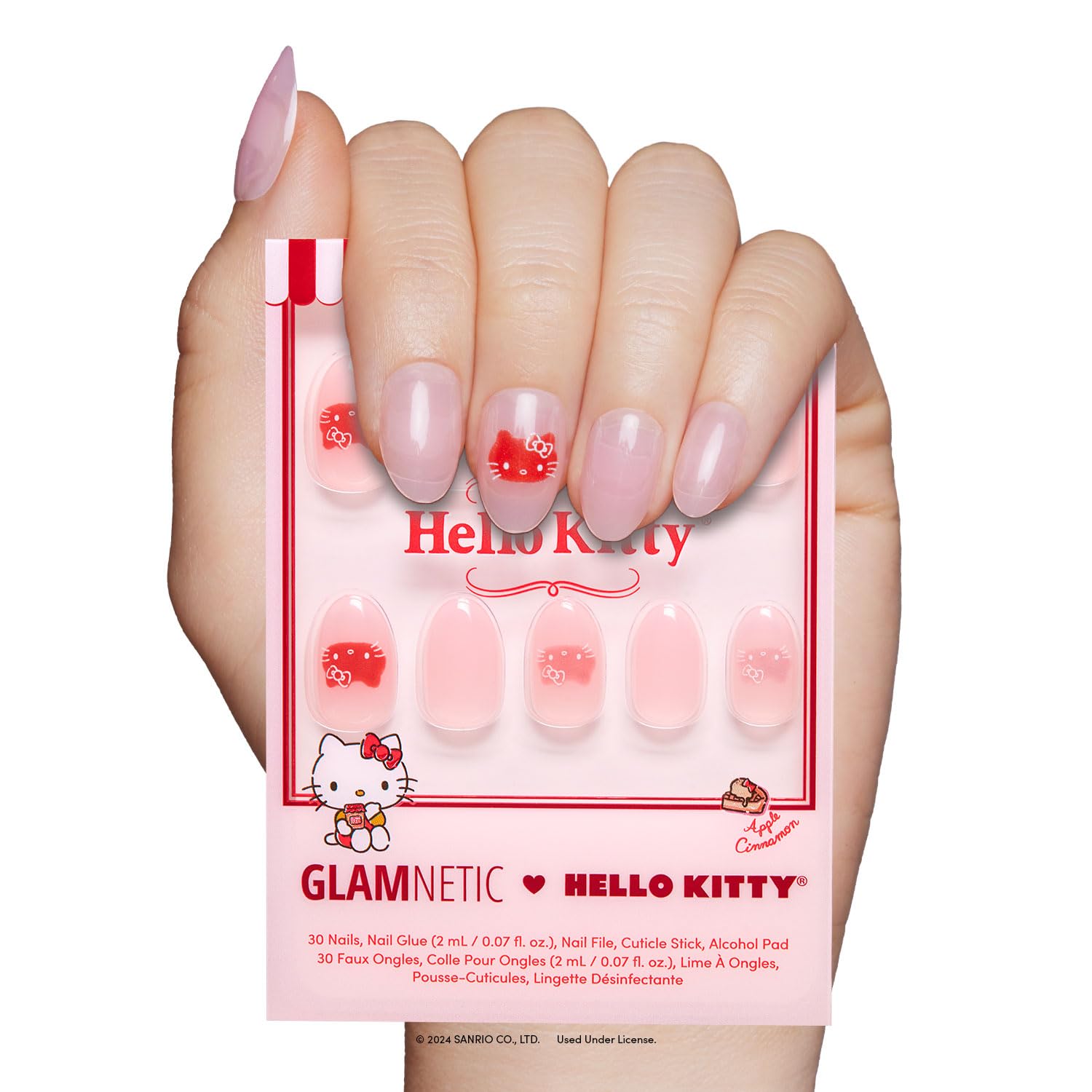 Glamnetic Hello Kitty red velvet graphic nails kit for a luxe, salon-inspired look
