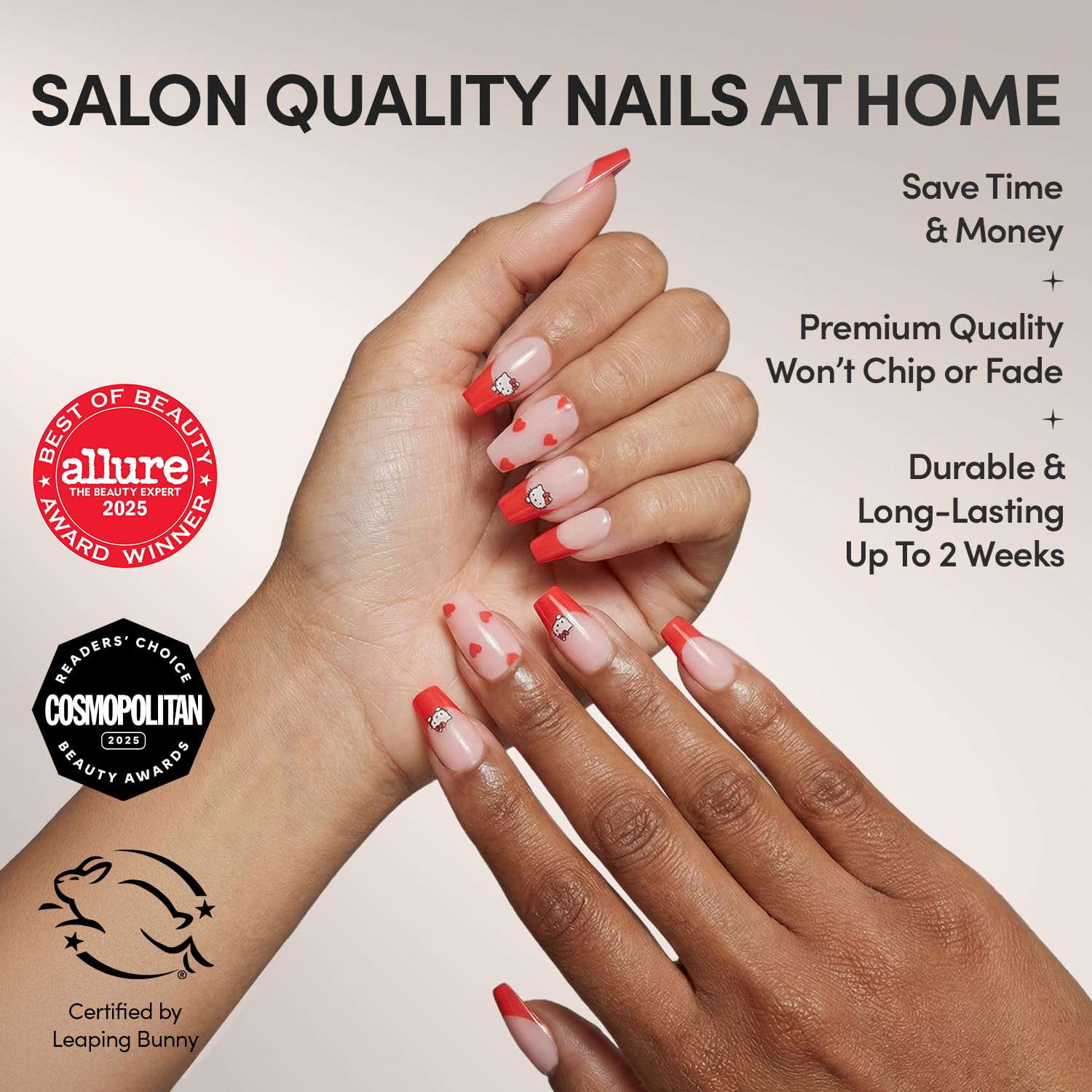 Glamnetic Hello Kitty velvet accent nail adds texture for evening styling