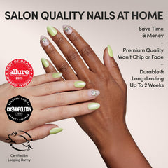 Glamnetic Keroppi gingham accent nails adding playful flair to your look.