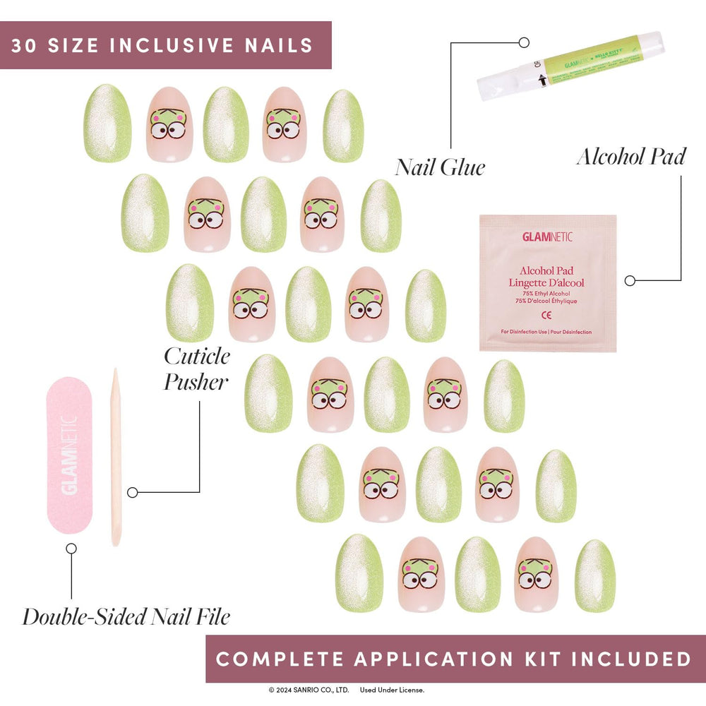 Glamnetic Keroppi 15-size set with storage box for a custom fit.