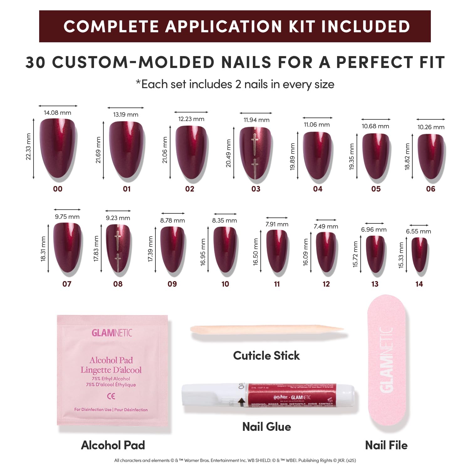 Glamnetic included nail glue and tools for precise shaping and secure adhesion
