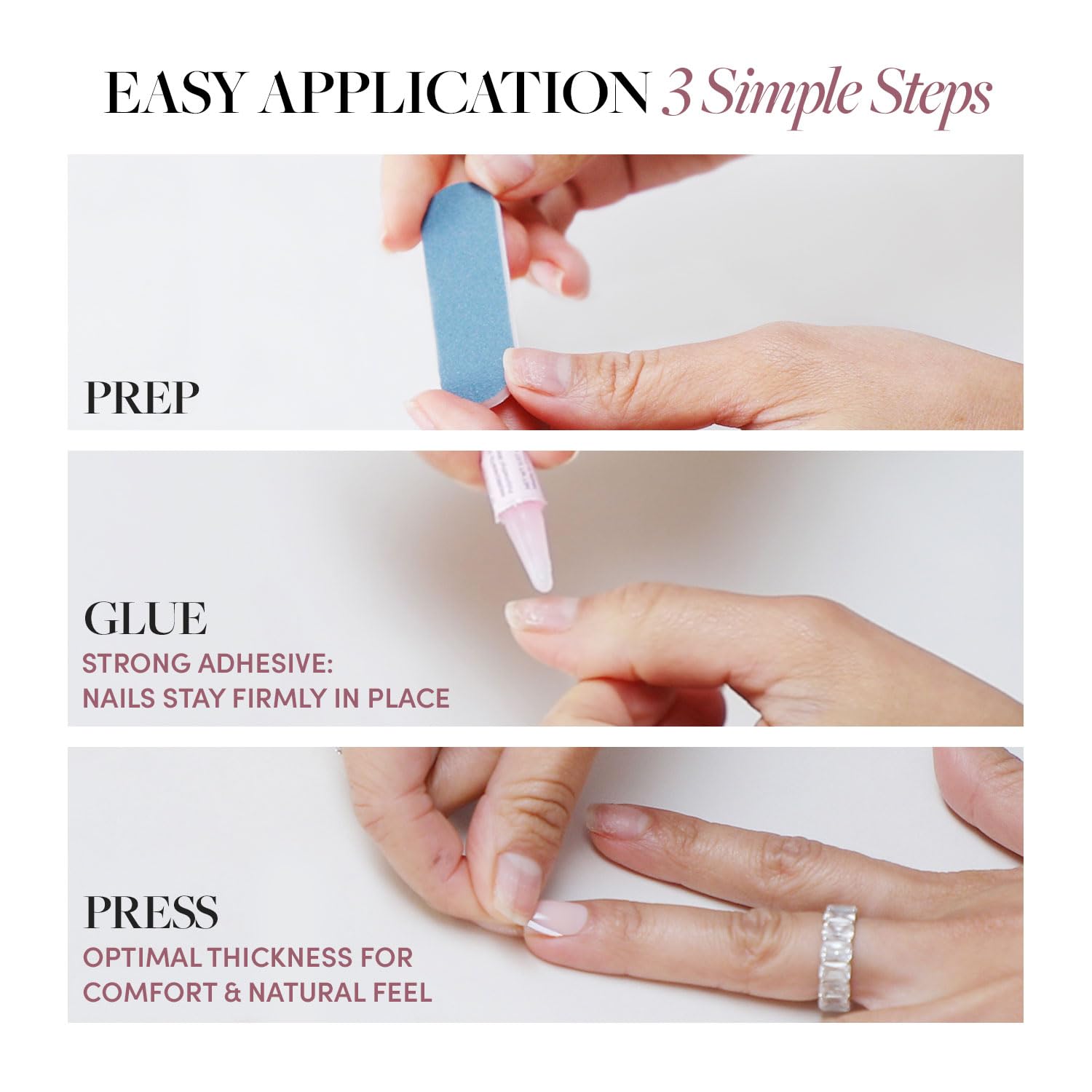 Glamnetic nail glue and file set supports precise, spill-free application.