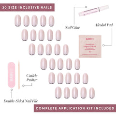 Glamnetic natural base short-round nails offer versatile, everyday elegance.