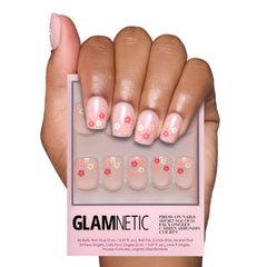 Glamnetic Pretty Bloom nails close-up with glossy finish for a salon-like look