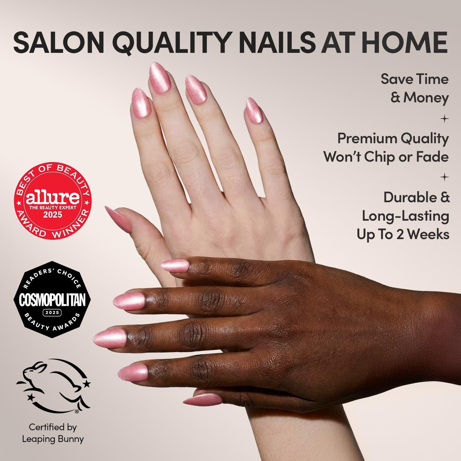Glamnetic silver tips on rose velvet base elevate chic at home.