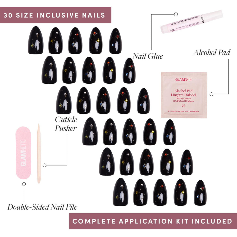 Glamnetic Winter Comet short almond shape shown for comfortable, flattering wear.