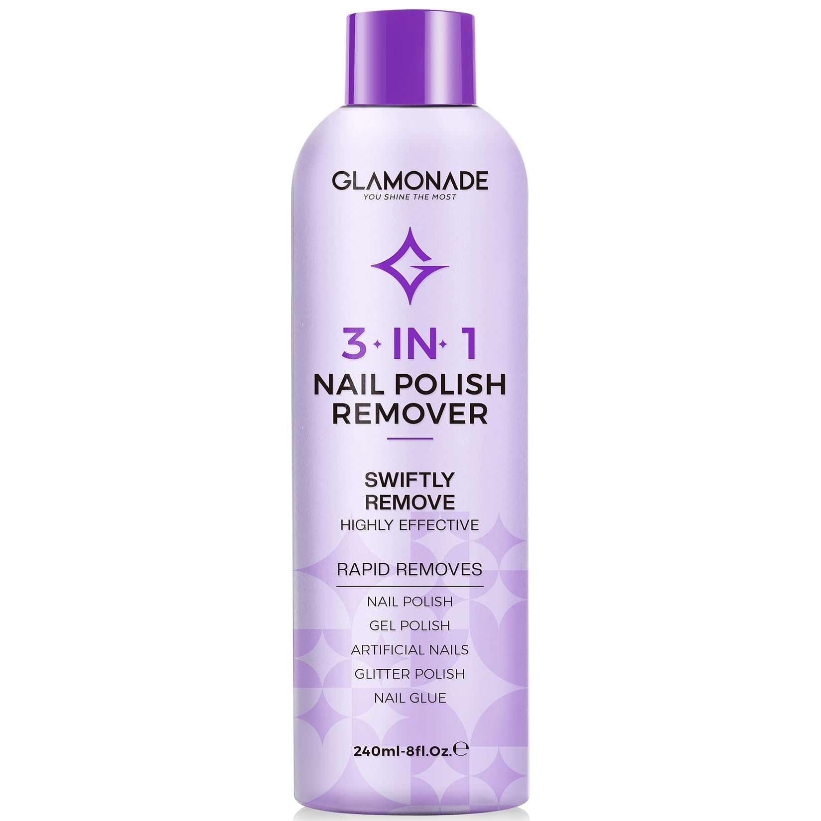 Glamonade acetone remover bottle cap close-up showing spill-resistant design for home use.