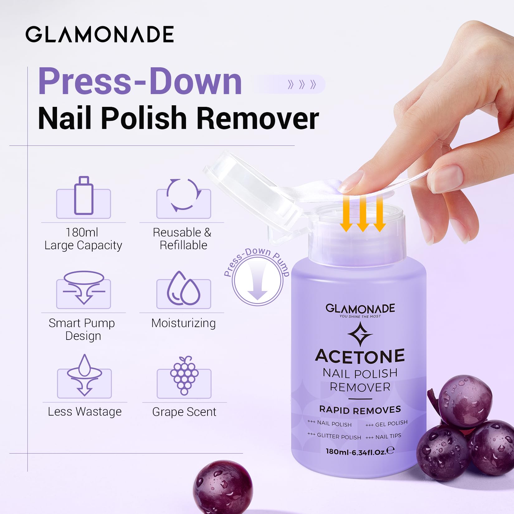 Glamonade bottle showing a leak-proof cap to prevent spills during travel.