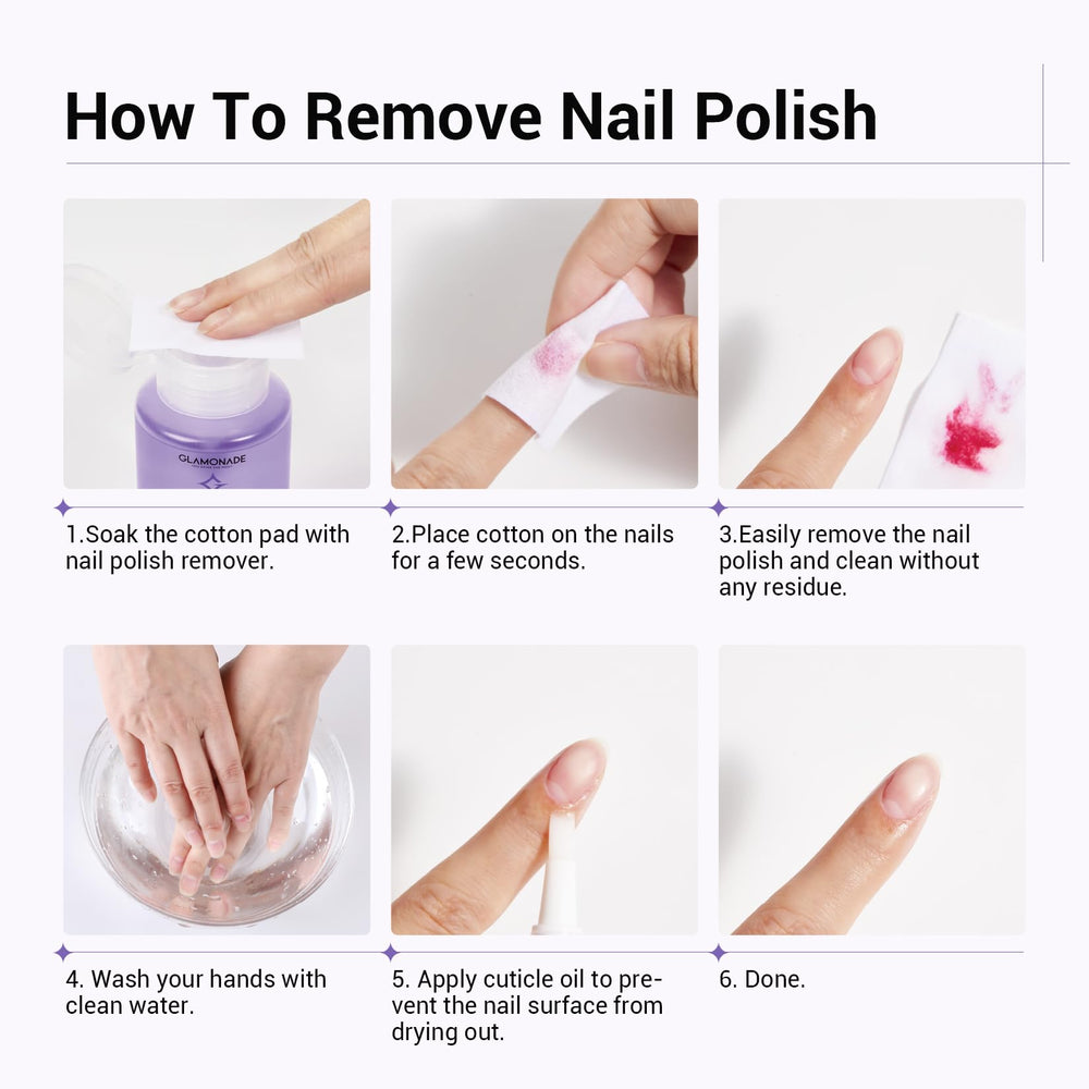 Glamonade travel-friendly acetone remover ideal for on-the-go manicures.