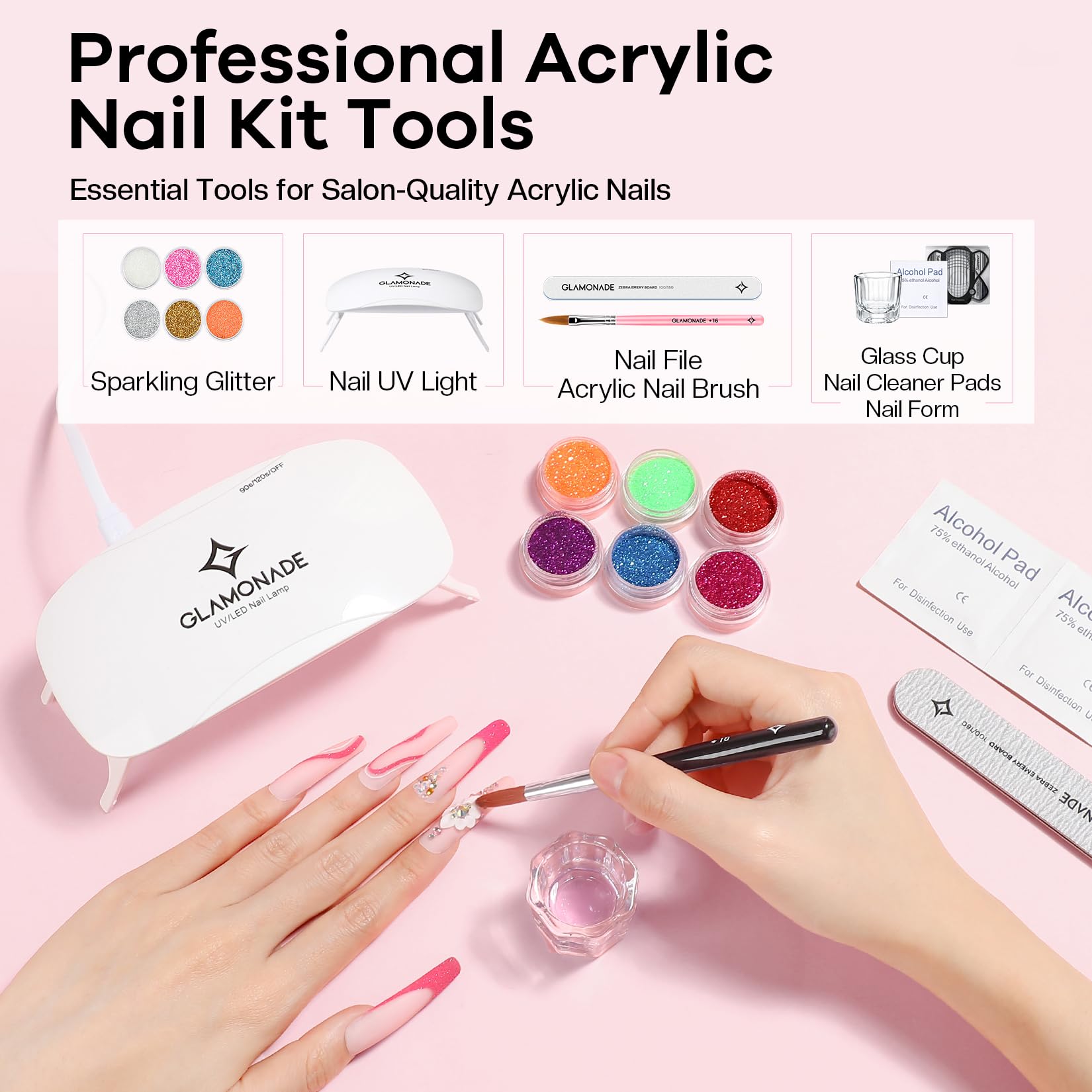 Glamonade acrylic nail brush pen for precise shaping and control.