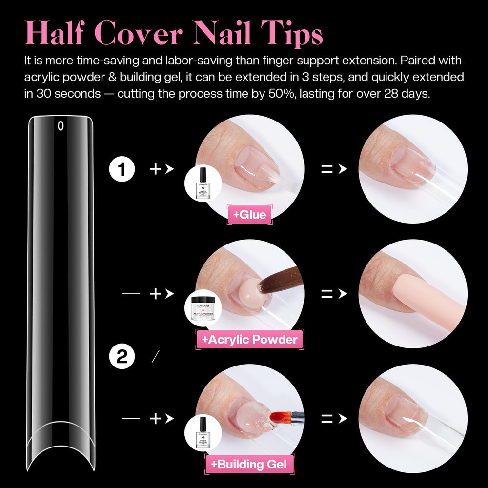Glamonade Crack-resistant acrylic tips maintain color with various polishes.