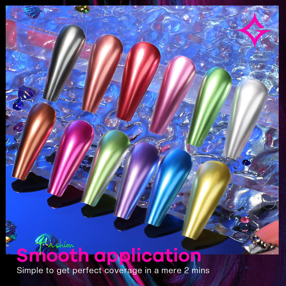 Glamonade creative manicure ideas using the 12-color chrome set.