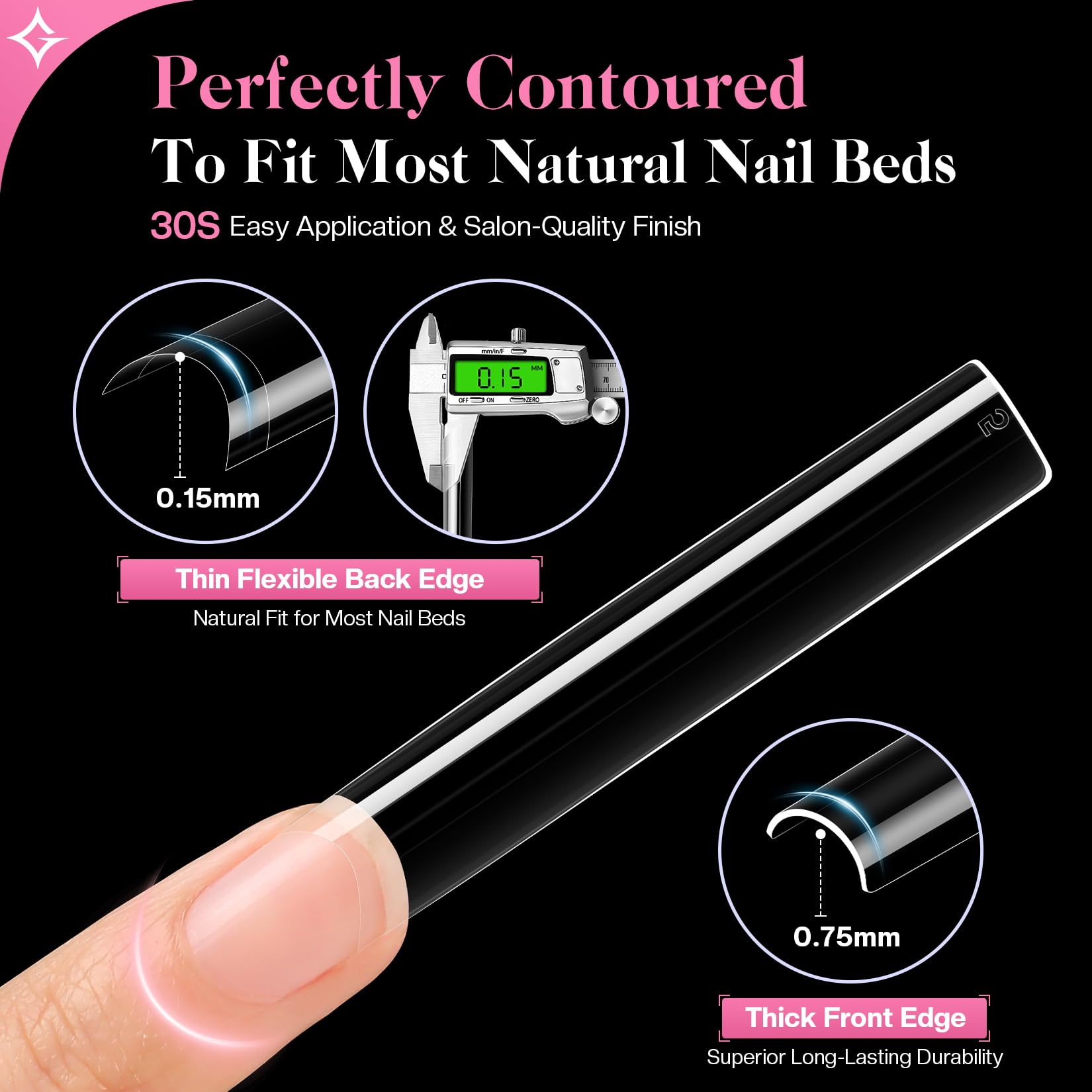 Glamonade Extra long 3XL tips offer flexible sculpting for longer, elegant manicures.