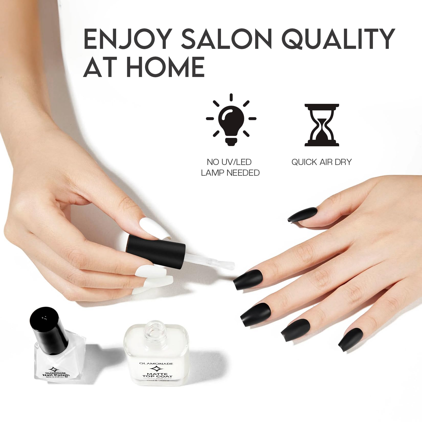 Glamonade Matte Top Coat is odorless for a comfortable manicure.