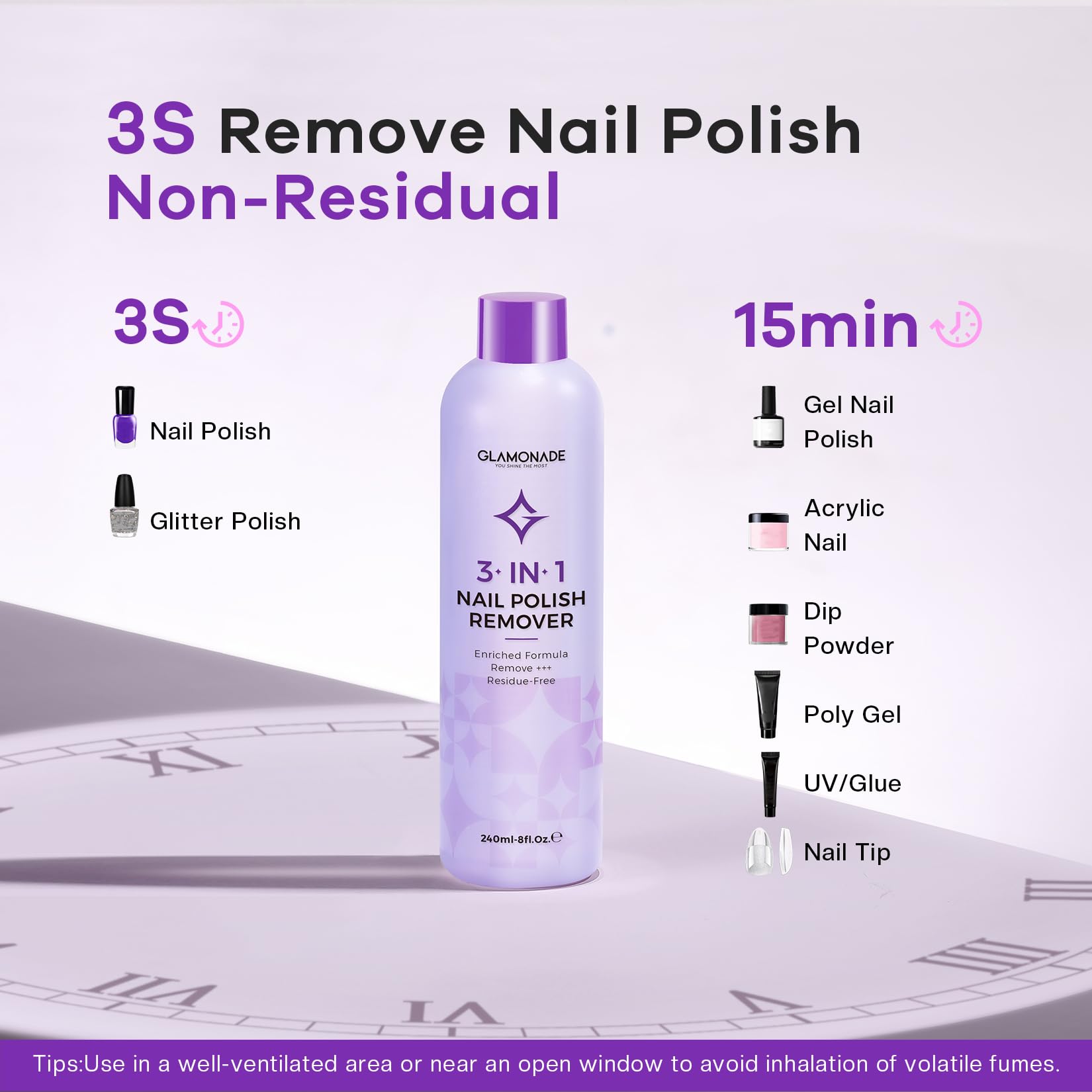 Glamonade acrylic nails bonded with nail glue for sturdy extensions