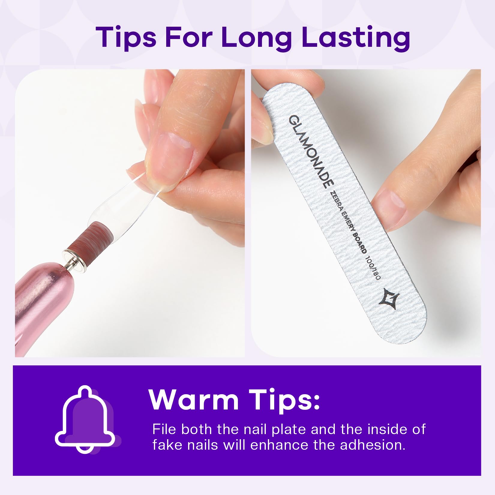 Glamonade pro-tip guide card illustrating best wear practices.