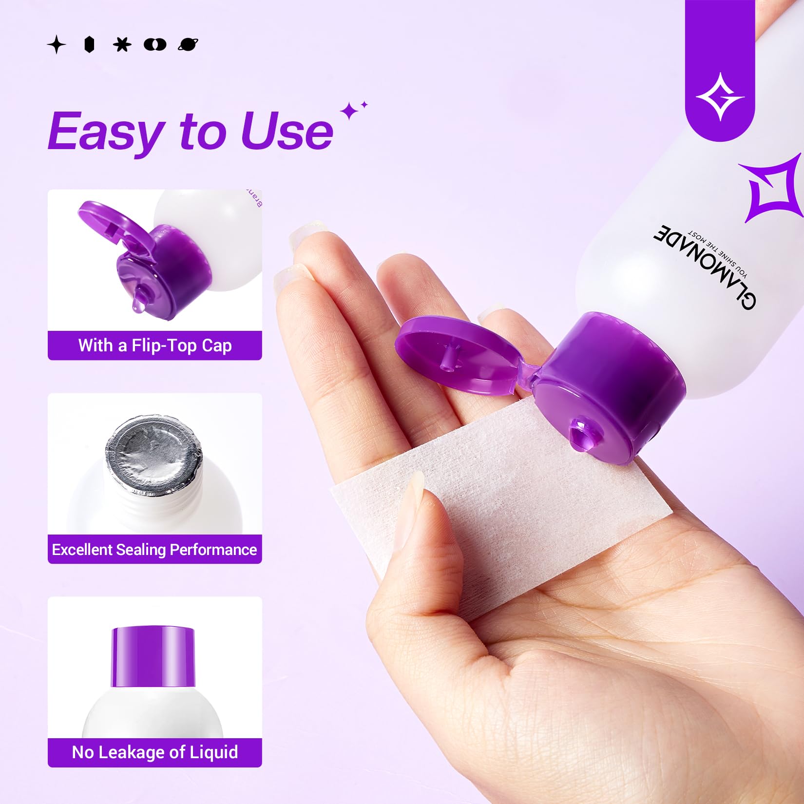Glamonade remover glitter polish removal showing effective glitter removal.
