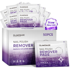 Glamonade nail polish remover pads packaging demonstrates bulk value for home or salon use.