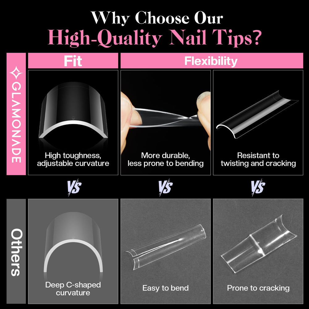 Glamonade Odorless acrylic material ensures safer, comfortable nail applications.