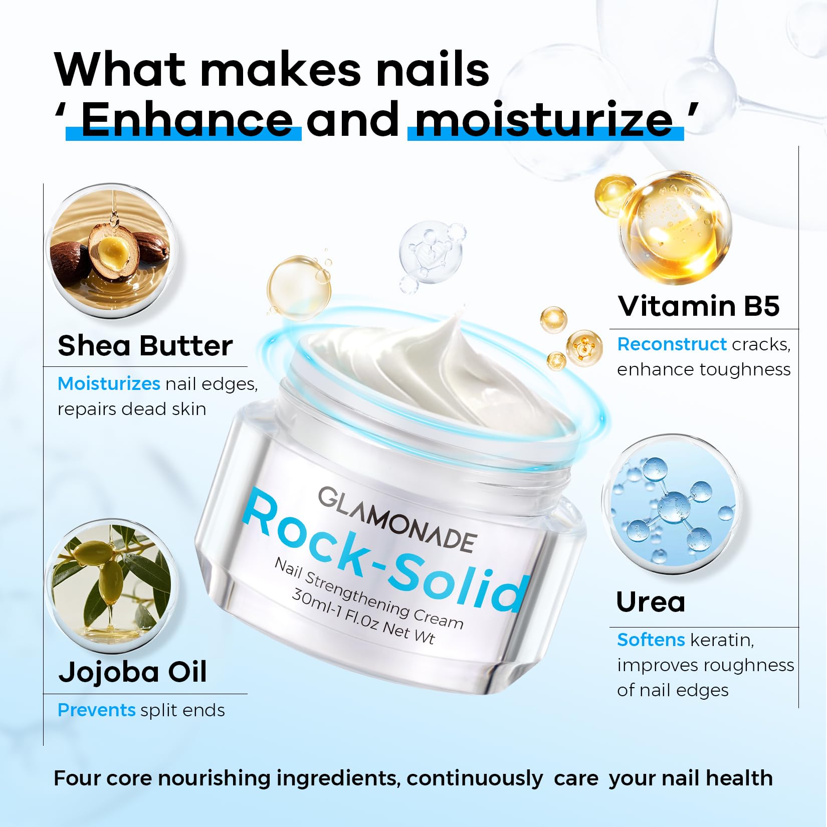 Glamonade organic botanicals and shea butter provide deep conditioning.