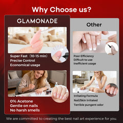 Glamonade Pinpoint Nail Glue Remover with gentle-formula protects natural nails during removal.