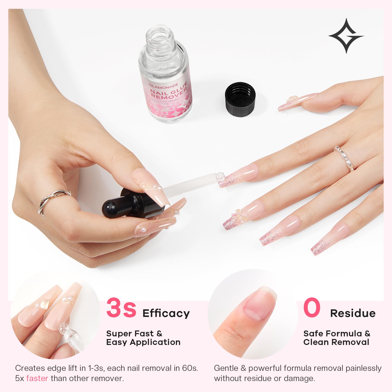Glamonade remover applicator stick shows precise, skin-friendly application for safe use