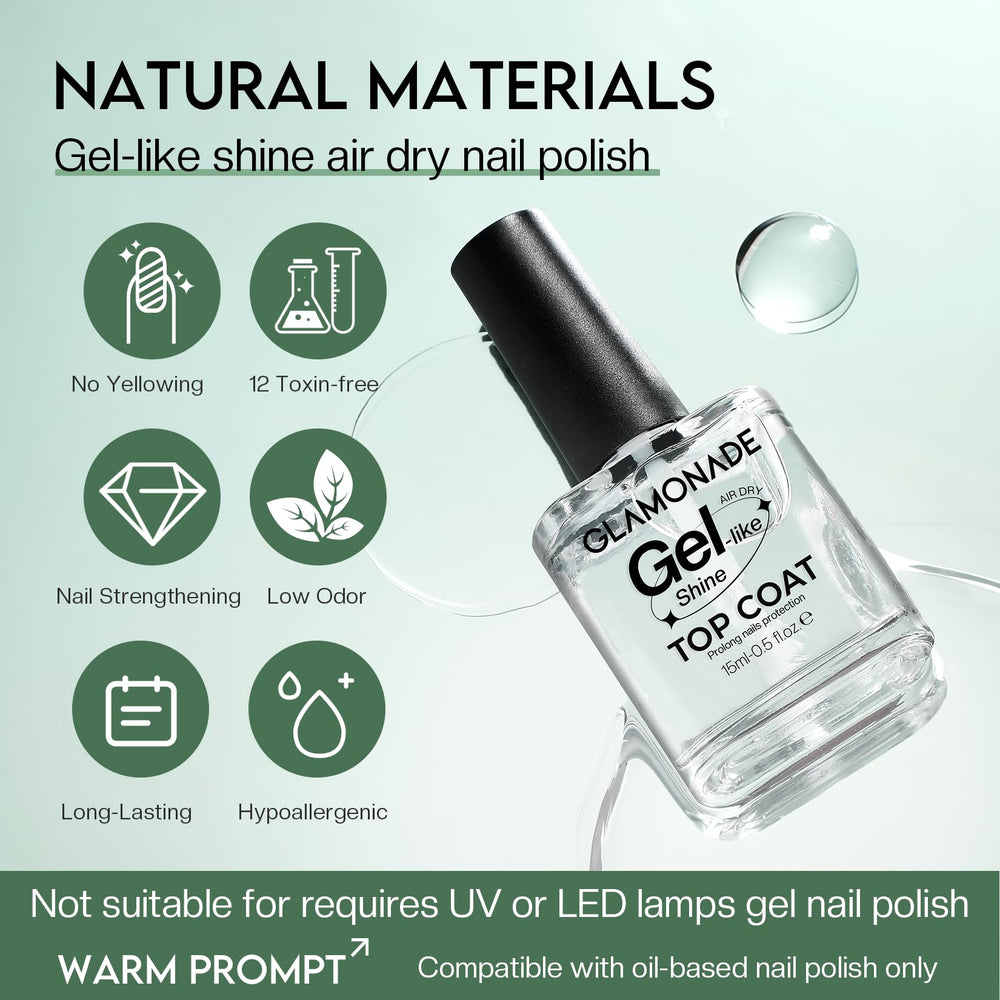 Glamonade Top Coat brush applying a smooth, even coat on nails.