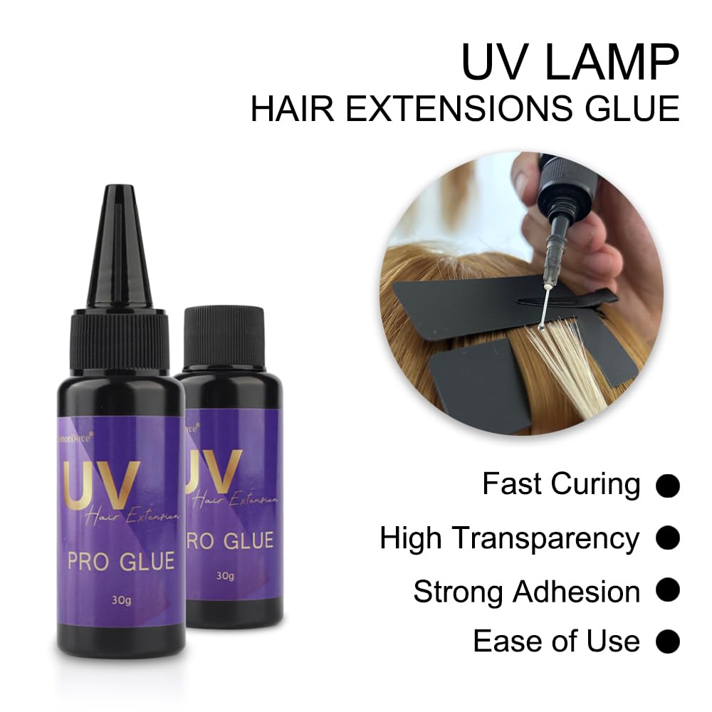 GlamorDove invisible bond for seamless extension attachment.